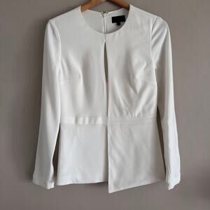 Intermix White Long Sleeve Keyhole Blouse Size Small